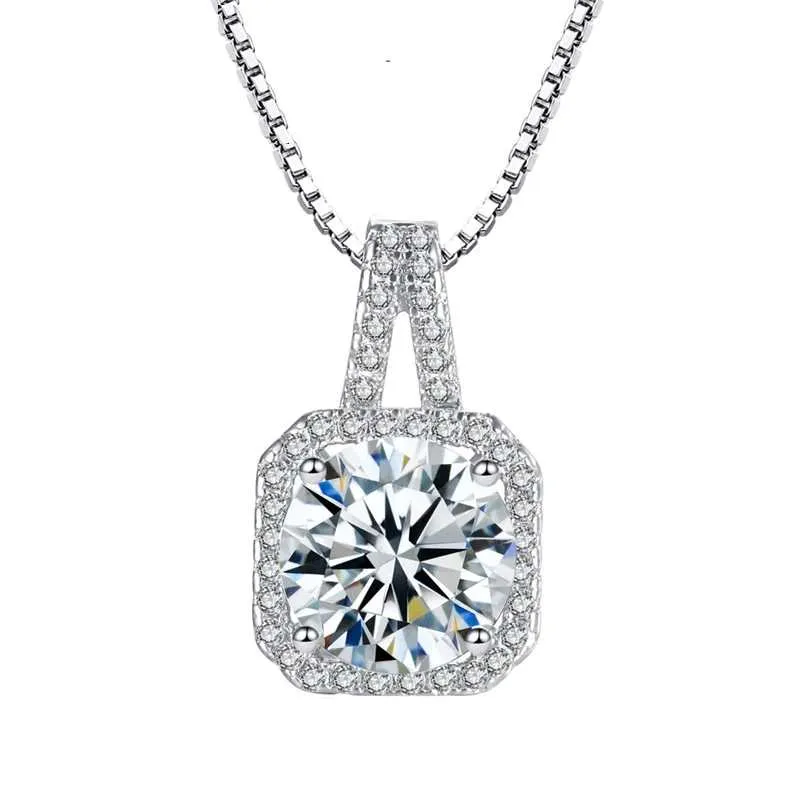 Square Cubic Zirconia Necklace in Sterling Silver