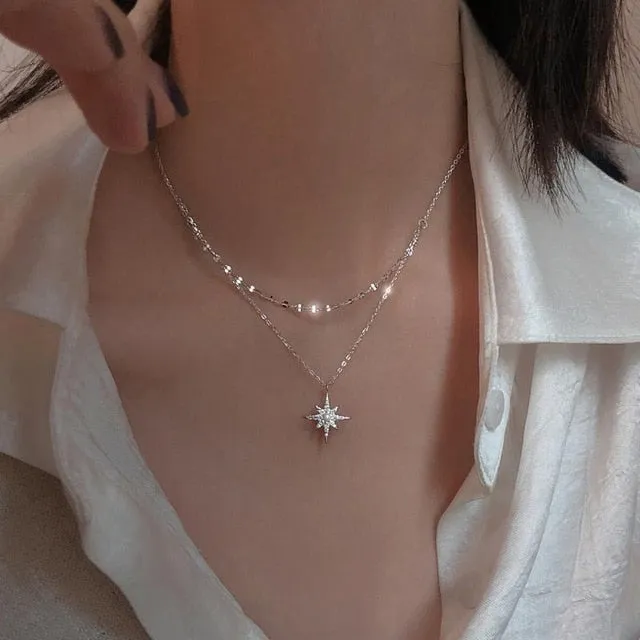 Star Moon Double Necklace