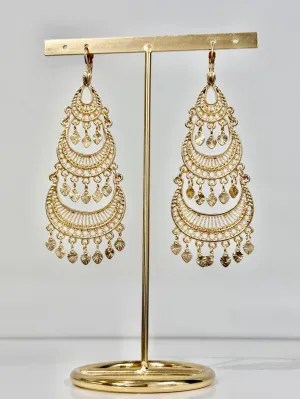 Statement Chandelier Earrings in Gold