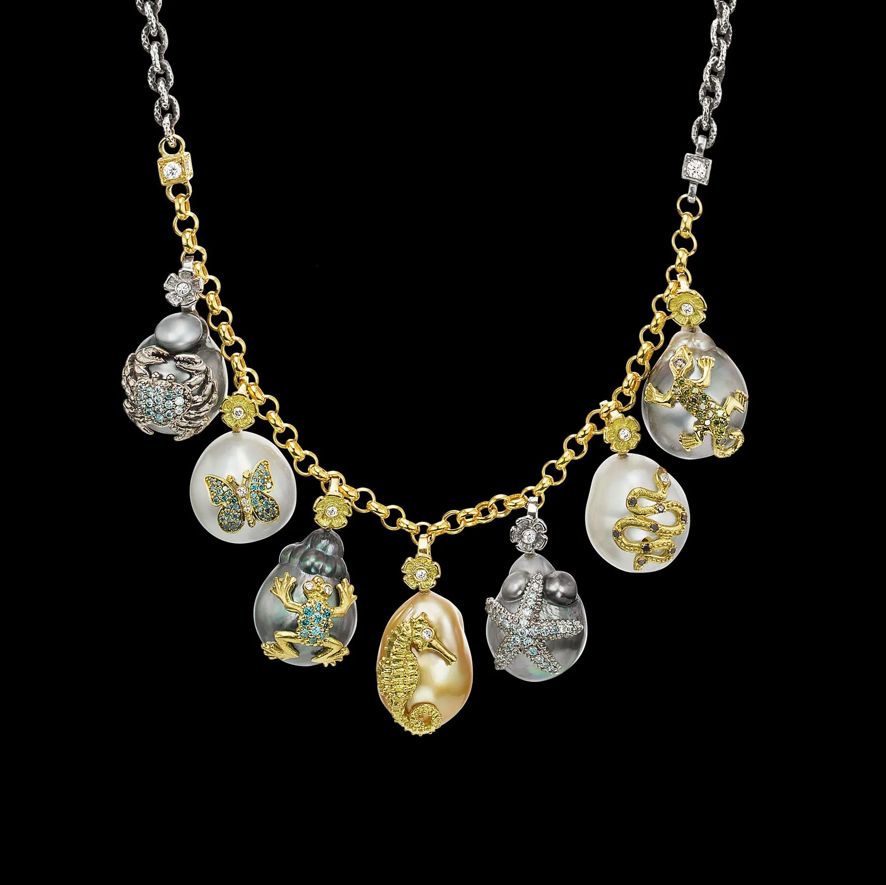 STELLA MARIS GOLDEN SOUTH SEA BAROQUE PEARL SEAHORSE PENDANT ONE-OF-A-KIND