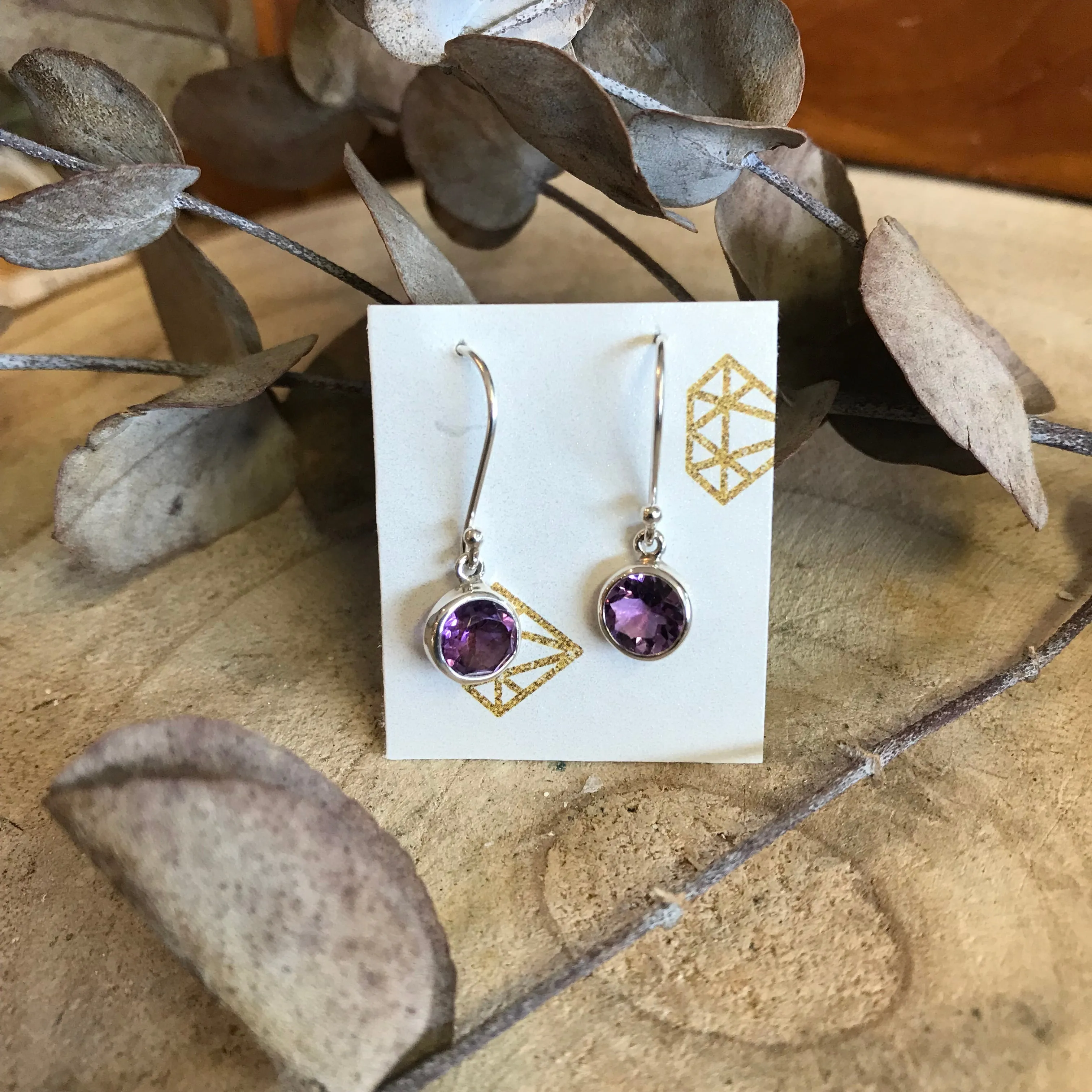 Sterling Silver Amethyst Drop Earrings SKU 23183