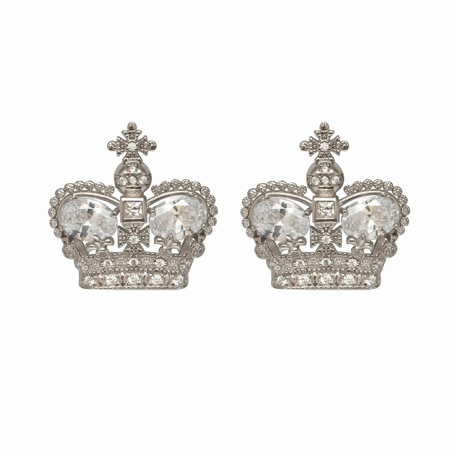 Sterling Silver Crown Earrings