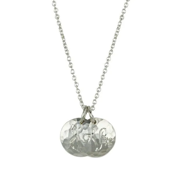 Sterling Silver E and V Initial Pendant Necklace with Diamonds