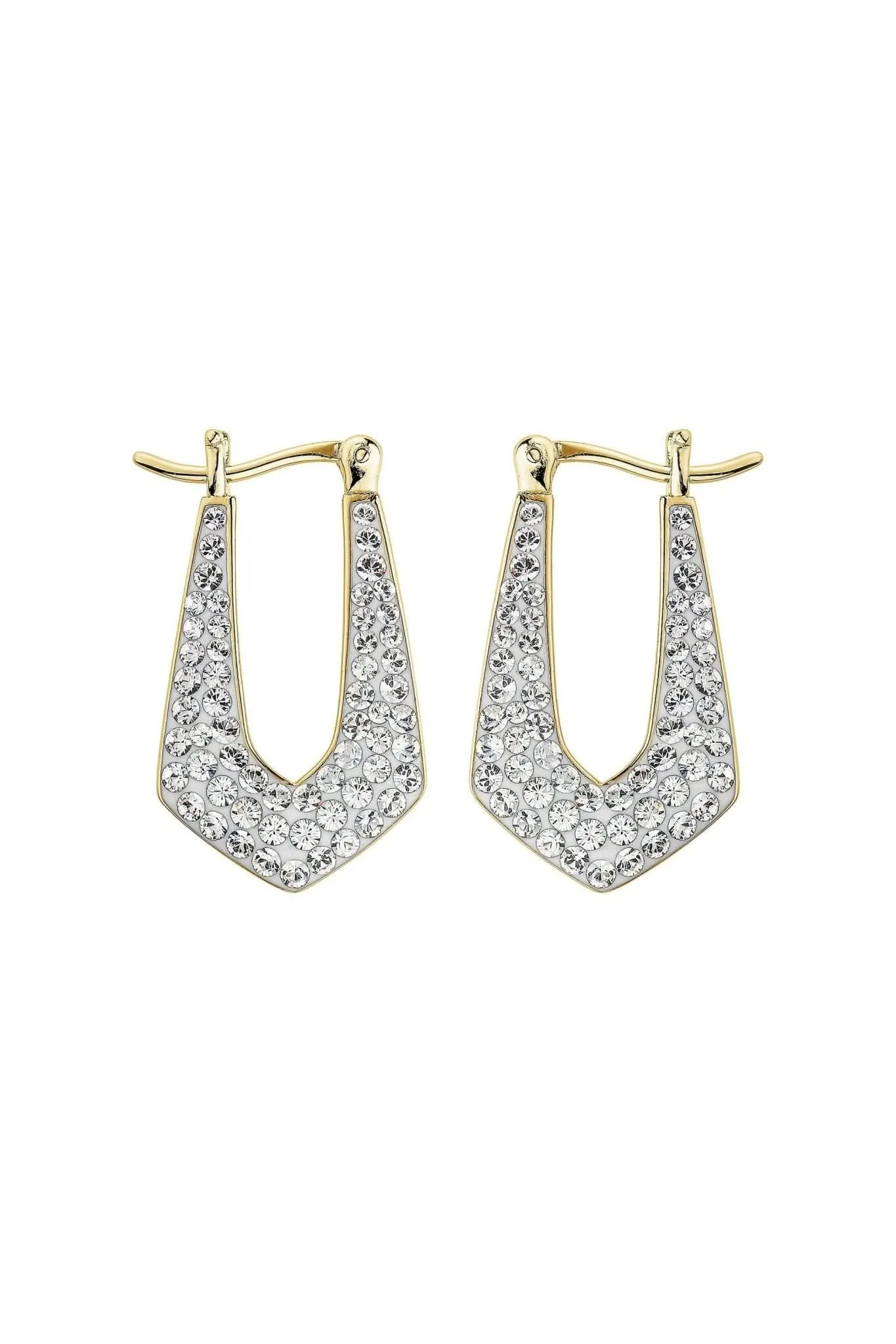 Sterling Silver Gold Plated Crystal Crystal Geo Hoop Earrings