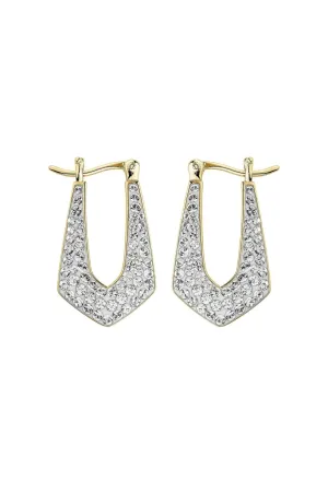 Sterling Silver Gold Plated Crystal Crystal Geo Hoop Earrings