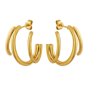 Stylish Multi-Layer C-Shaped Earrings with Titanium Steel - Women's Fashion Jewelry