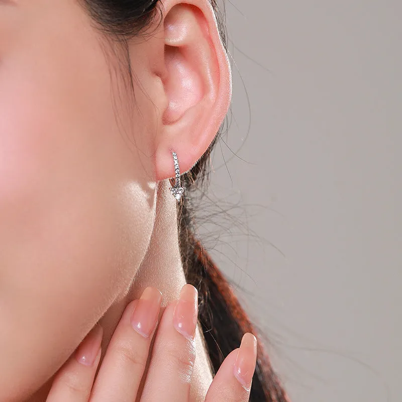 Stylish S925 Sterling Silver Geometric Earrings with Zircon Accents