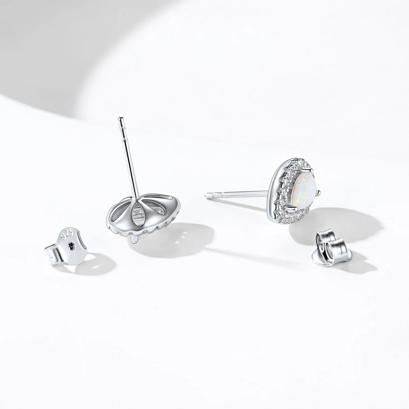 Stylish Teardrop Cubic Zirconia Opal Stud Earrings