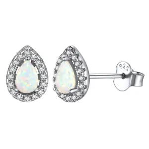 Stylish Teardrop Cubic Zirconia Opal Stud Earrings