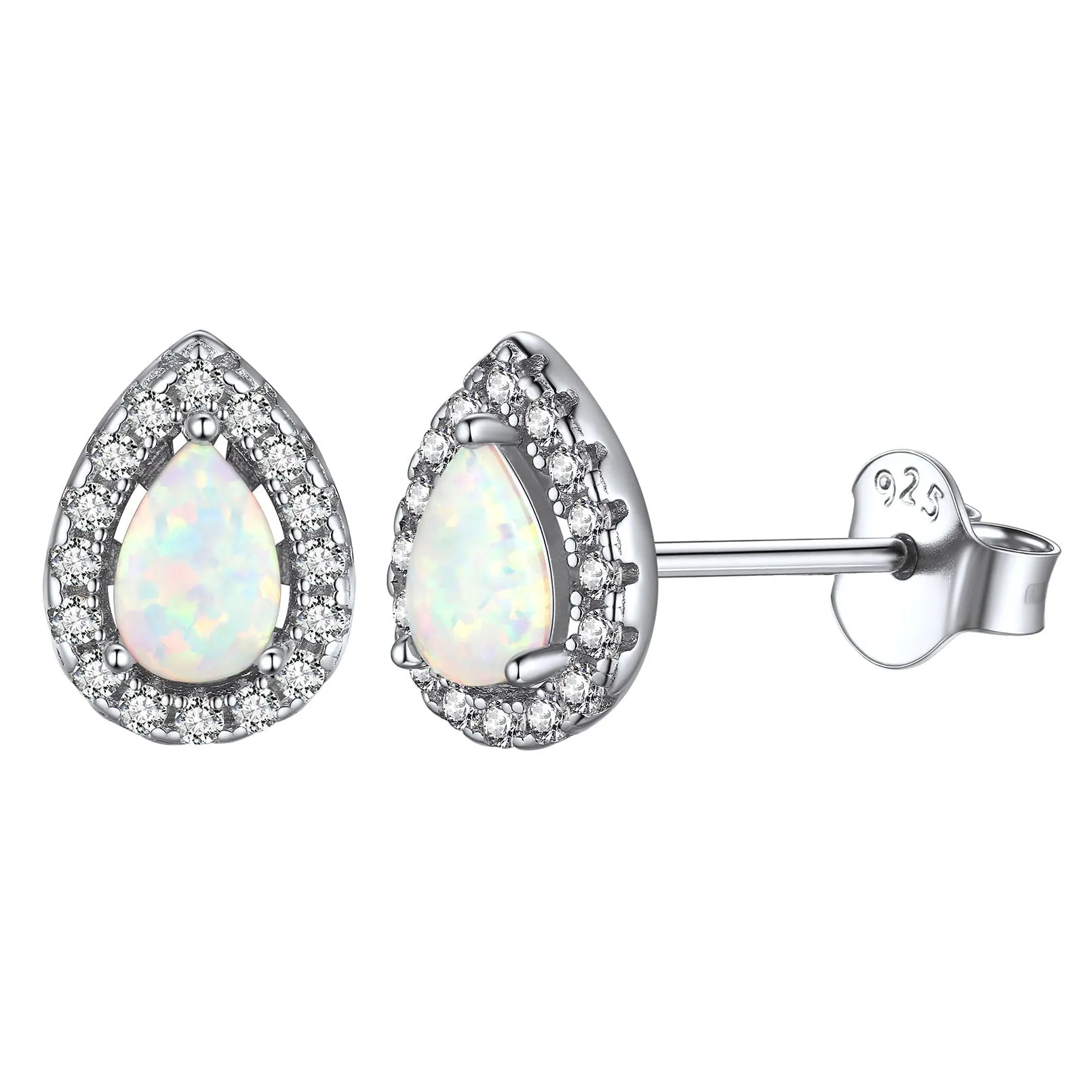 Stylish Teardrop Cubic Zirconia Opal Stud Earrings