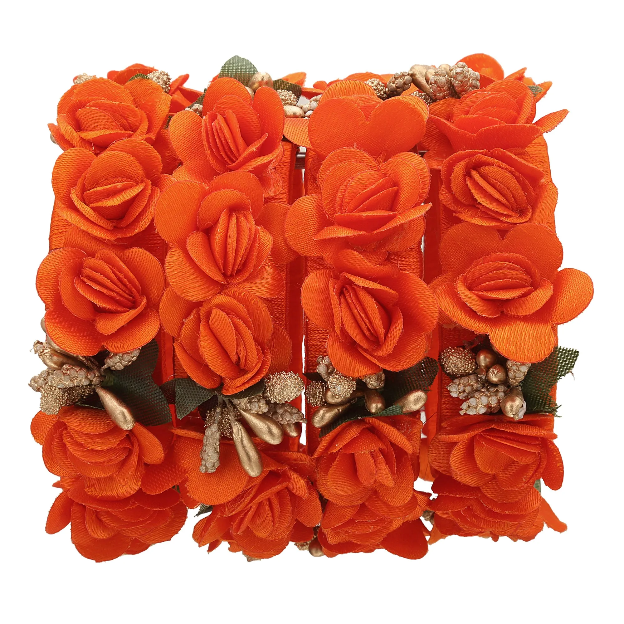 Sukriti Beautiful Handcrafted Orange Flower Designer Silk thread Bridal Chuda Wedding Bangles for Women – Set of 22