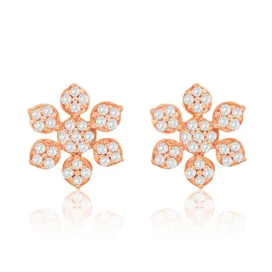 Suzy Levian 14K Rose Gold & .13 cttw Diamond Pave Snowflake Earrings