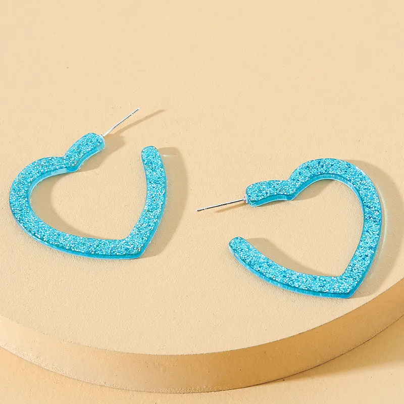 Sweet Pink Acrylic Love Earrings - Stylish Japanese and Korean Fashion Statement Piece