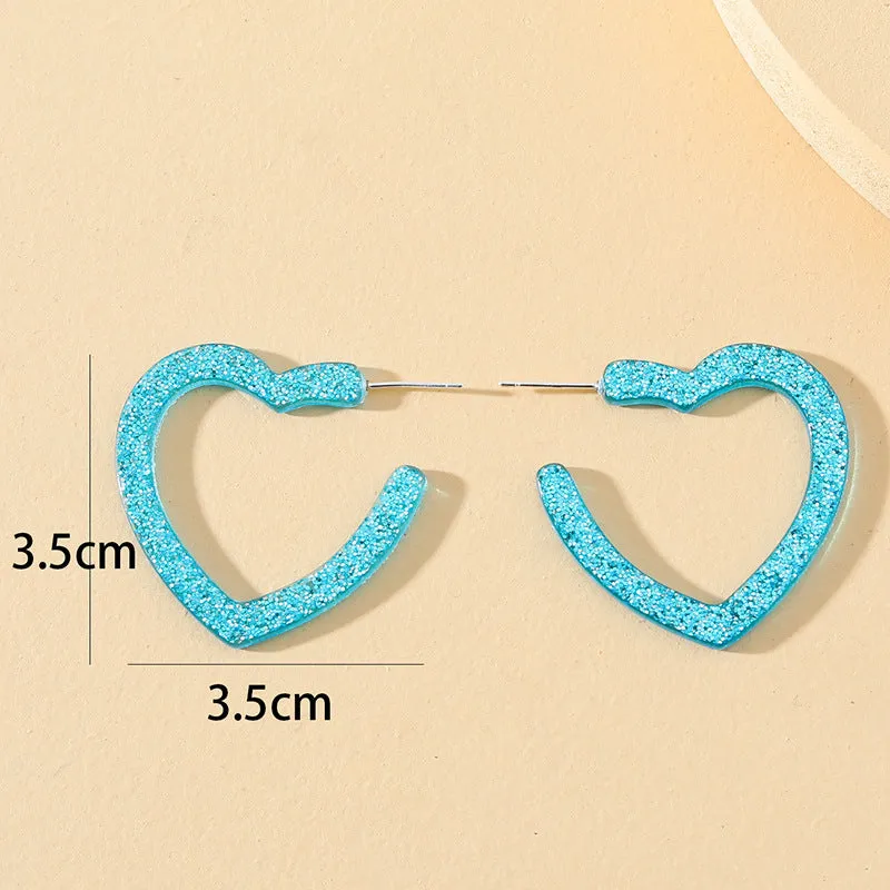 Sweet Pink Acrylic Love Earrings - Stylish Japanese and Korean Fashion Statement Piece
