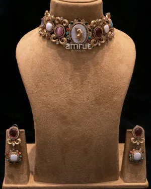 The Royal Emerald Maharani Choker Set for women with Emerald Earrings