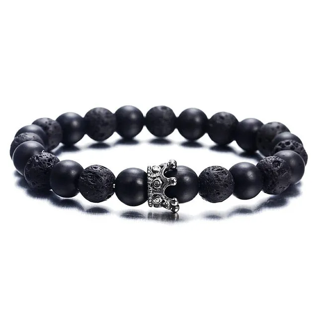 Trendy Lava Stone Pave CZ Imperial Crown And Helmet Charm