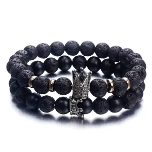 Trendy Lava Stone Pave CZ Imperial Crown And Helmet Charm