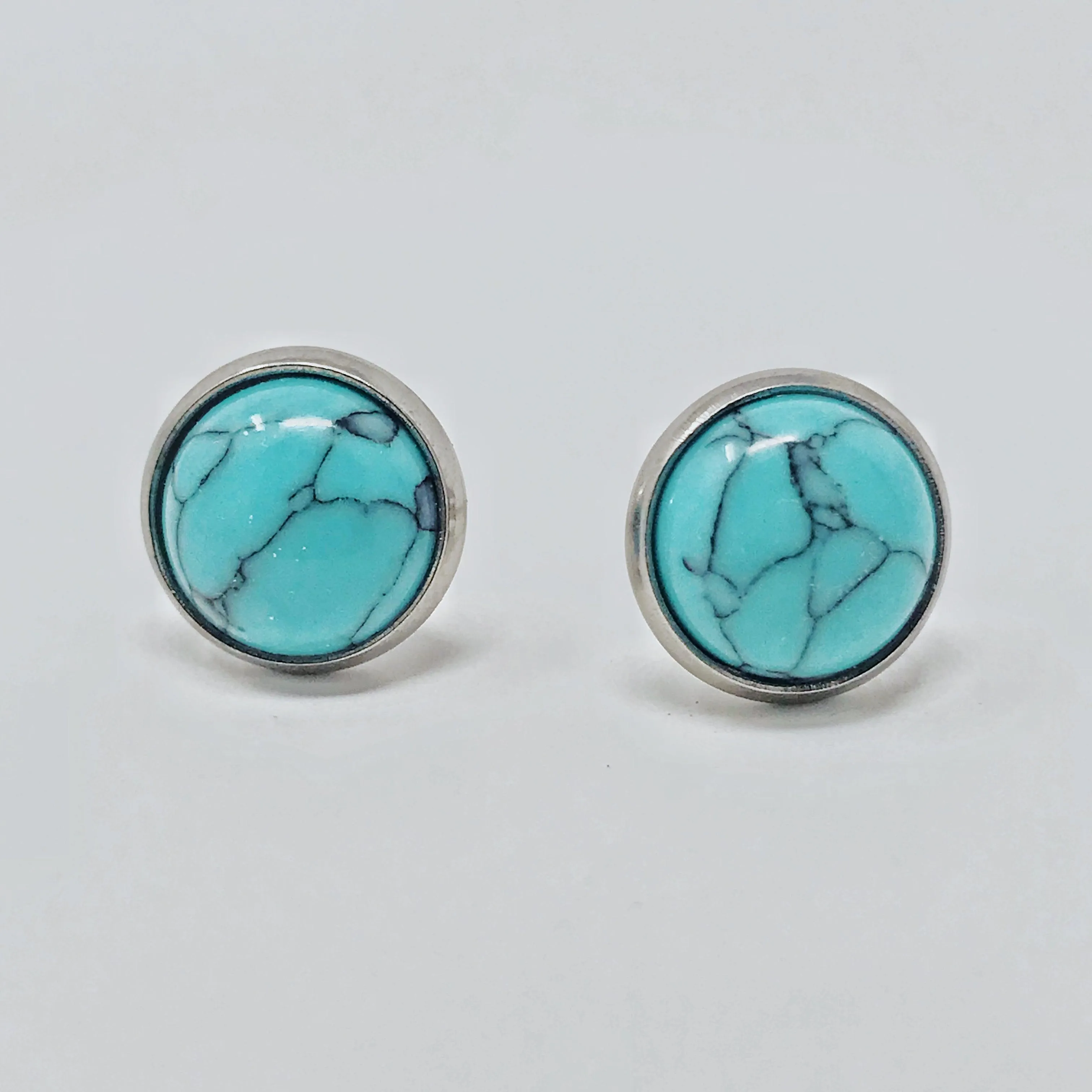 Turquoise 10mm Stud Earrings: Boho Western Chic Accessories