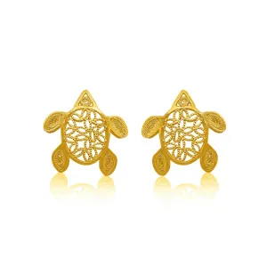 TURTLES GOLD STUD EARRINGS FILIGREE