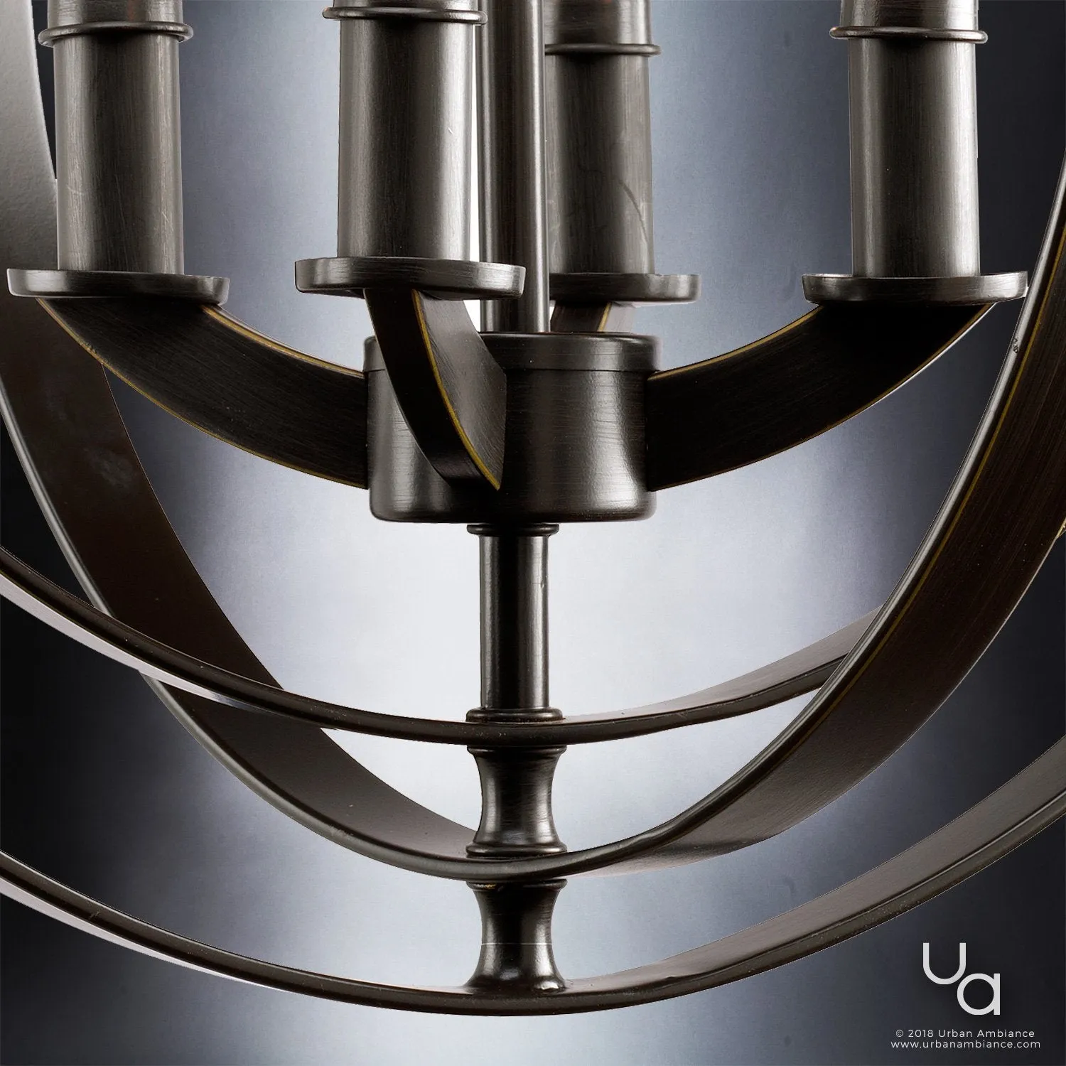 UHP2324 Luxe Industrial Chandelier, 18-3/8"H x 16"W, Olde Bronze Finish, Arezzo Collection