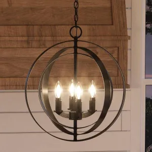 UHP2324 Luxe Industrial Chandelier, 18-3/8"H x 16"W, Olde Bronze Finish, Arezzo Collection