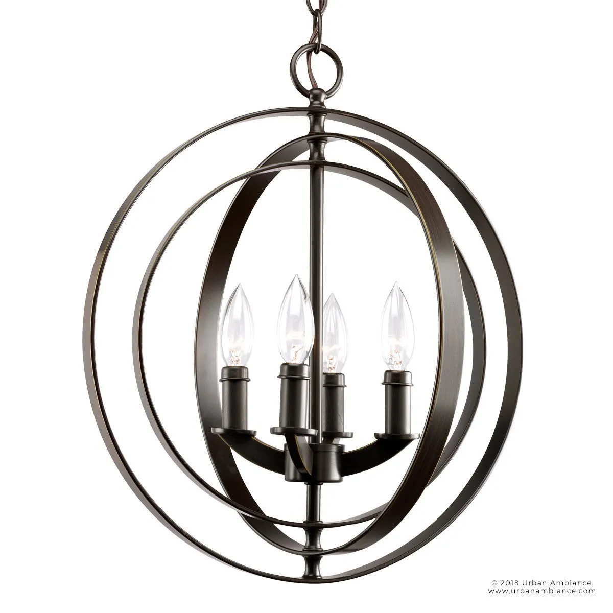 UHP2324 Luxe Industrial Chandelier, 18-3/8"H x 16"W, Olde Bronze Finish, Arezzo Collection