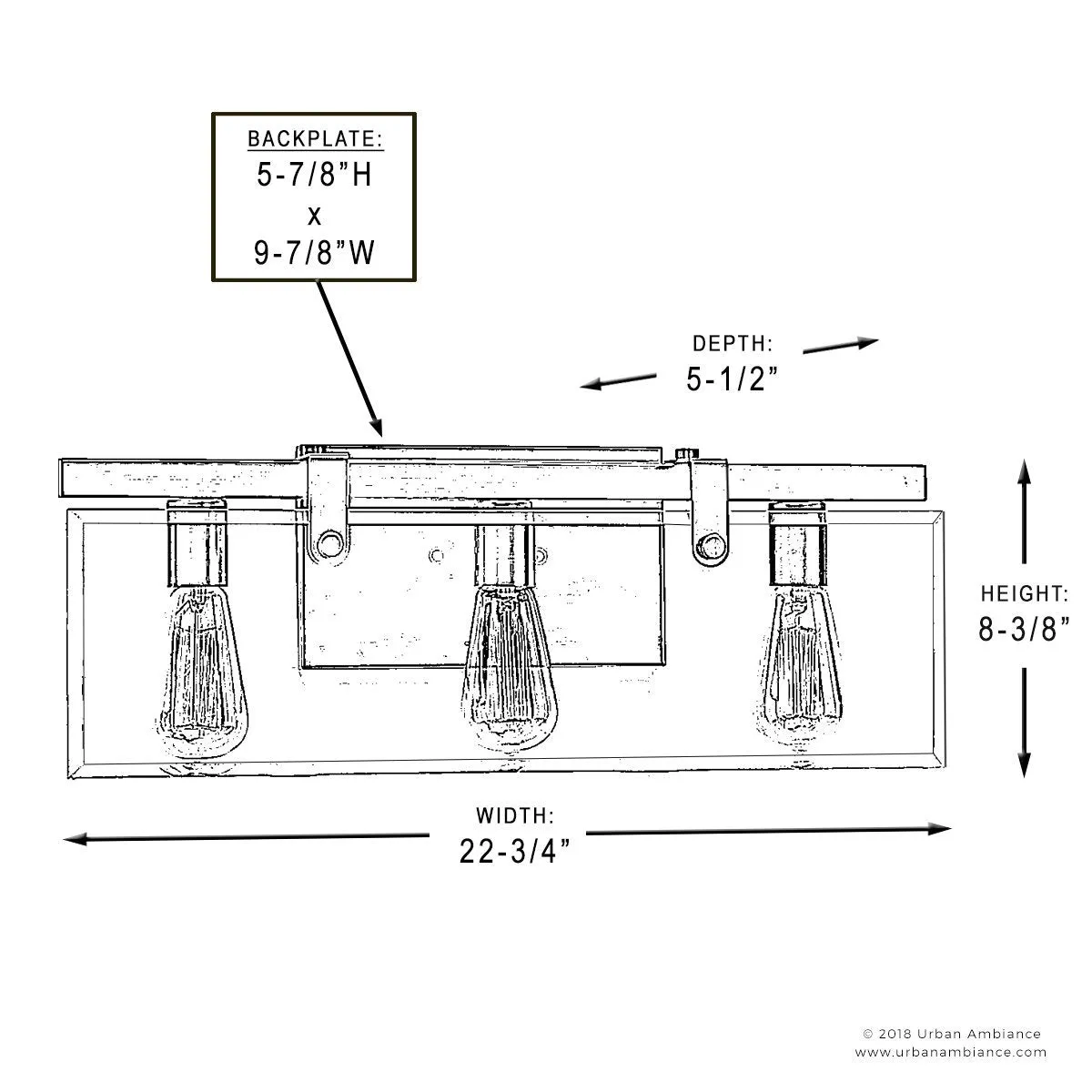 UHP2450 Modern Farmhouse Modern Bath Fixture, 8-3/8"H x 22-3/4"W, Olde Bronze Finish, Bristol Collection