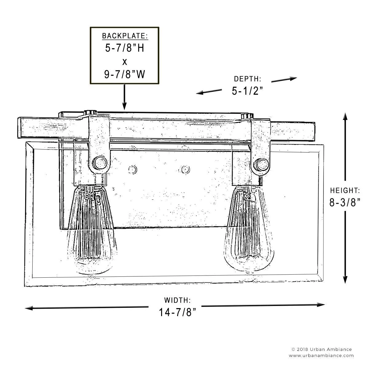 UHP2452 Modern Farmhouse Modern Bath Fixture, 8-3/8"H x 14-7/8"W, Olde Bronze Finish, Bristol Collection