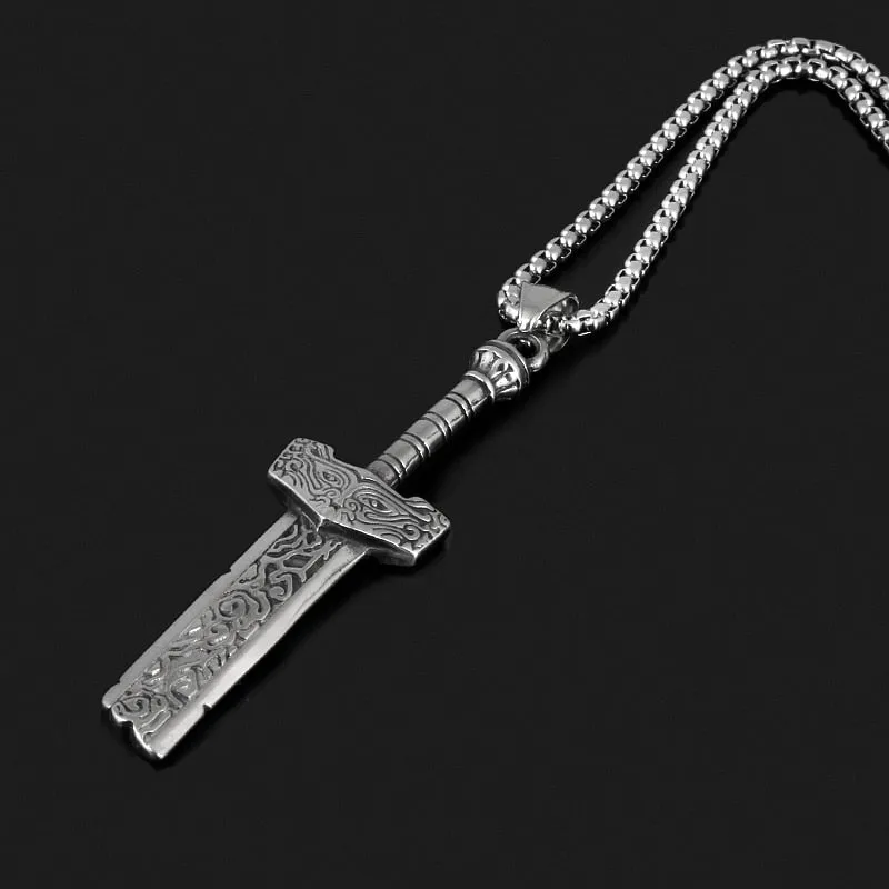 Unique Broken Sword Pendant, Detailed Necklace Design