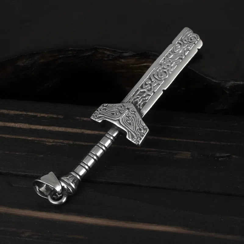 Unique Broken Sword Pendant, Detailed Necklace Design
