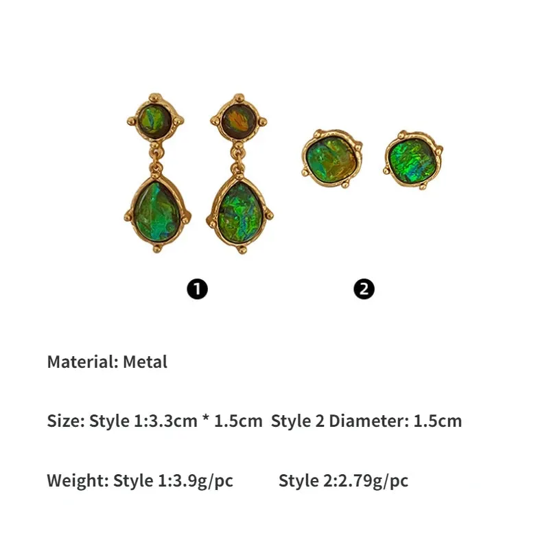 VAIGE Retro Emerald Green Drop Earrings