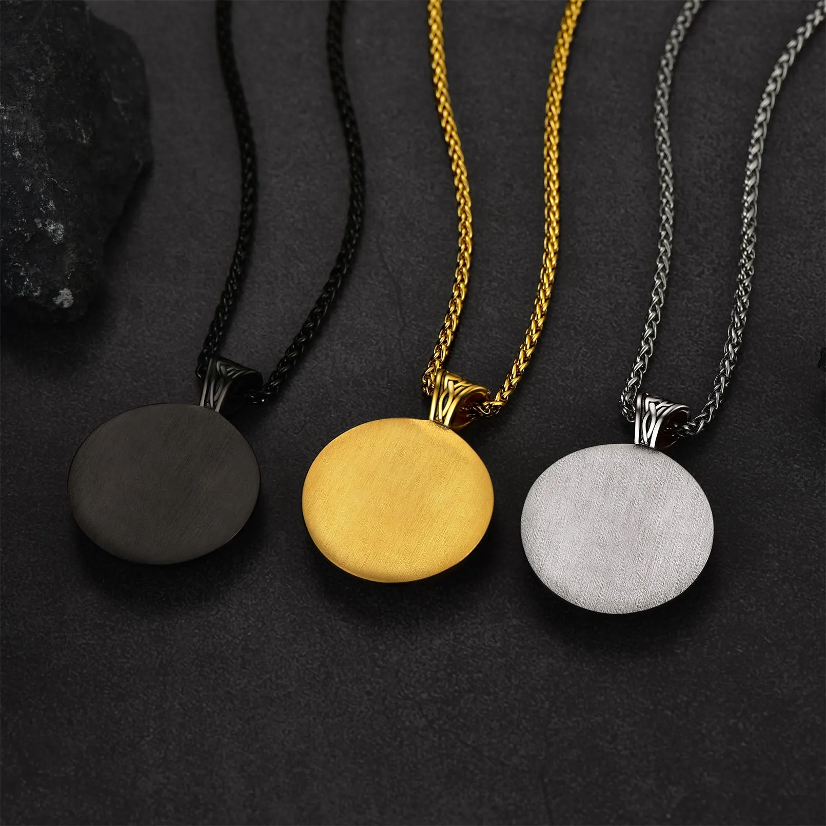Viking Wolf Medal Necklace With Runes Jewelry For Men