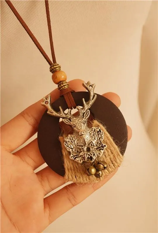Vintage Christmas Elk Bell Necklace