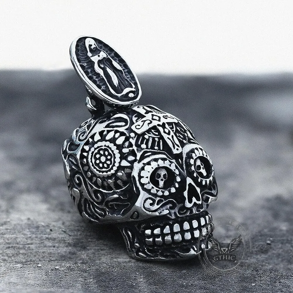 Vintage Cross Sugar Skull Pendant