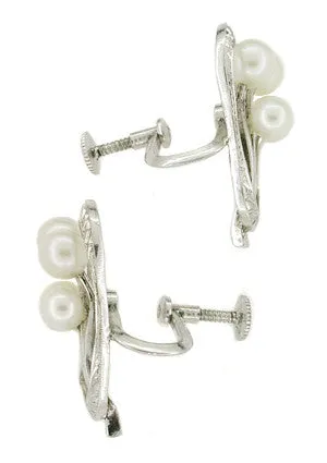 Vintage Mikimoto Pearl Earrings in Sterling Silver
