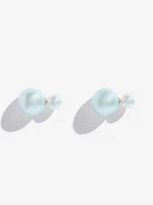 Westside Accessories Blue Ball Bearing Pearl Earrings