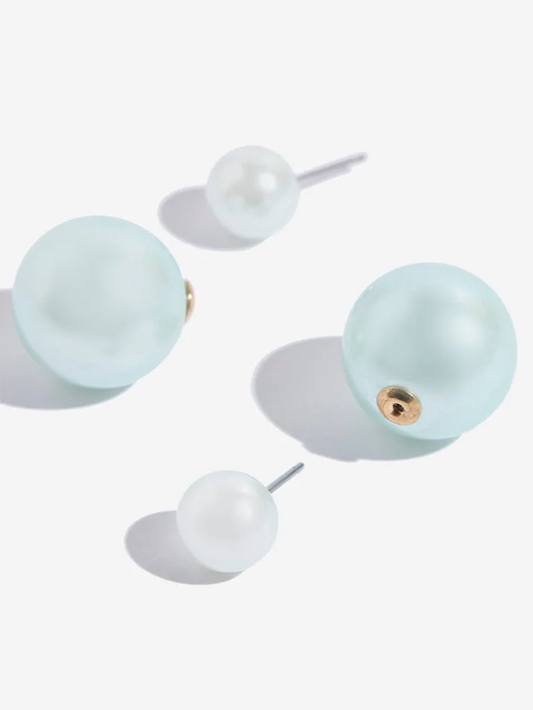Westside Accessories Blue Ball Bearing Pearl Earrings