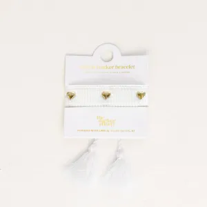 White Woven Stacker Bracelet - Hearts