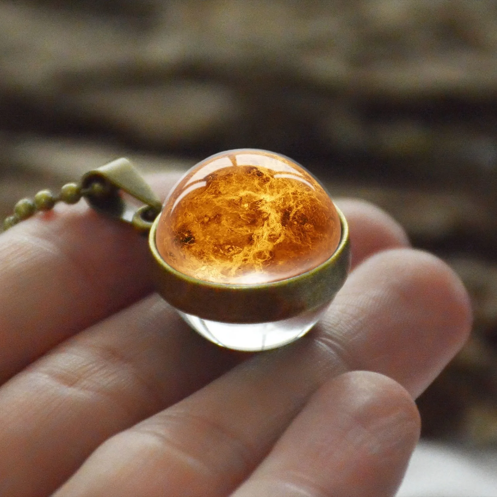 Women Double Side Glass Ball Earth Planet Galaxy Astronomy Pendant Necklaces