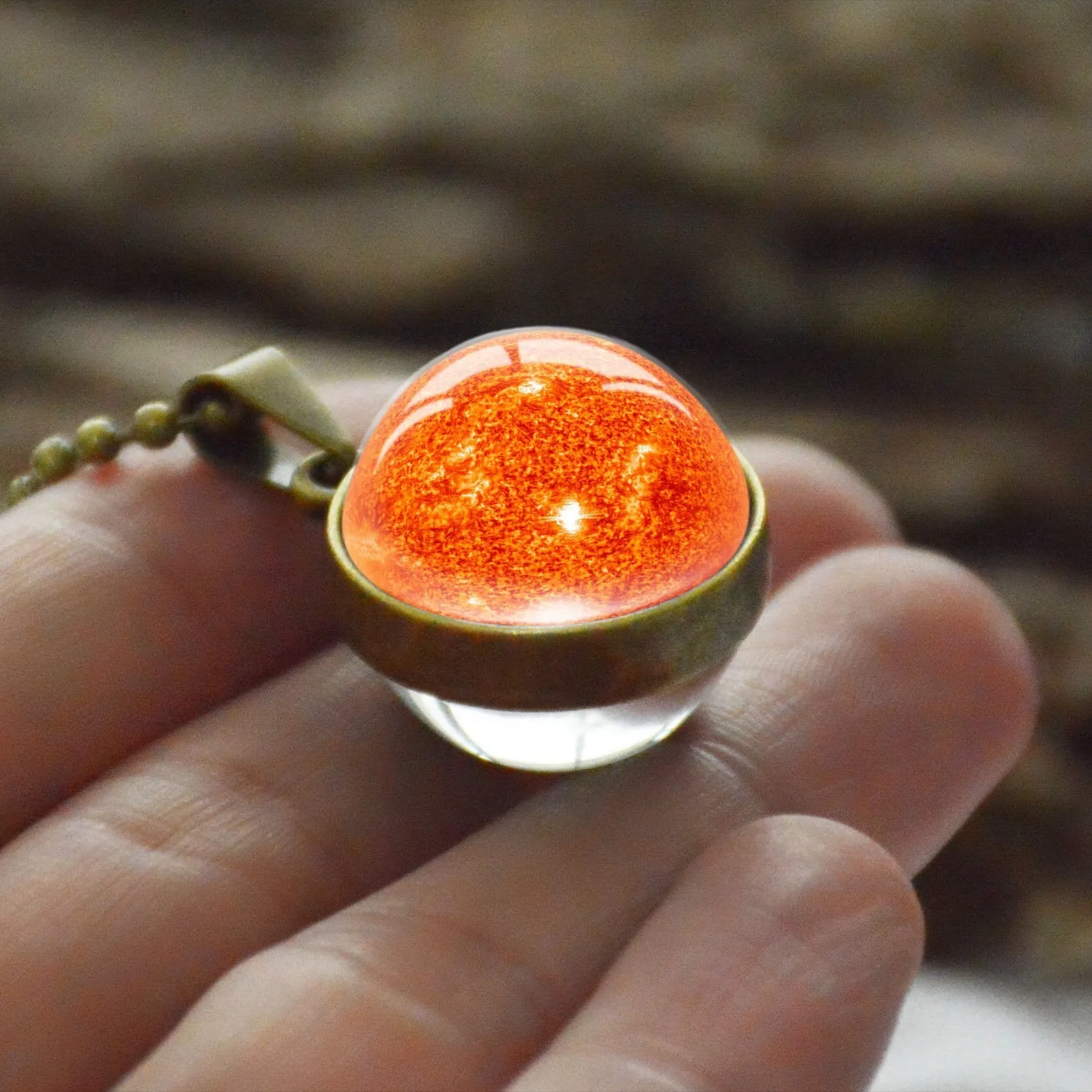 Women Double Side Glass Ball Earth Planet Galaxy Astronomy Pendant Necklaces