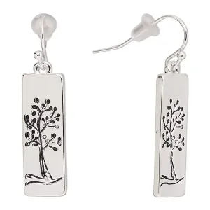 Womens Silver Tone Tree of Life Earrings