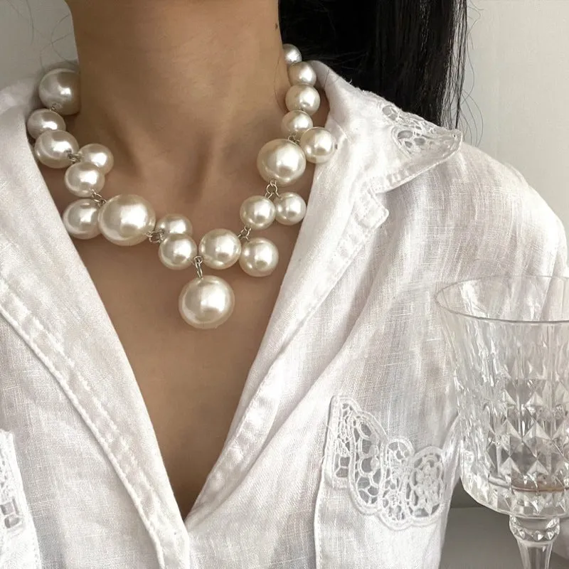 Wondrous Oversized Pearl Adorned Statement Necklaces