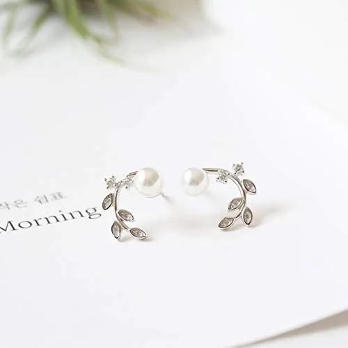 Yellow Chimes Designer Crystal Pearl Silver Plated Stylish Designer Earrings for Women and Girls