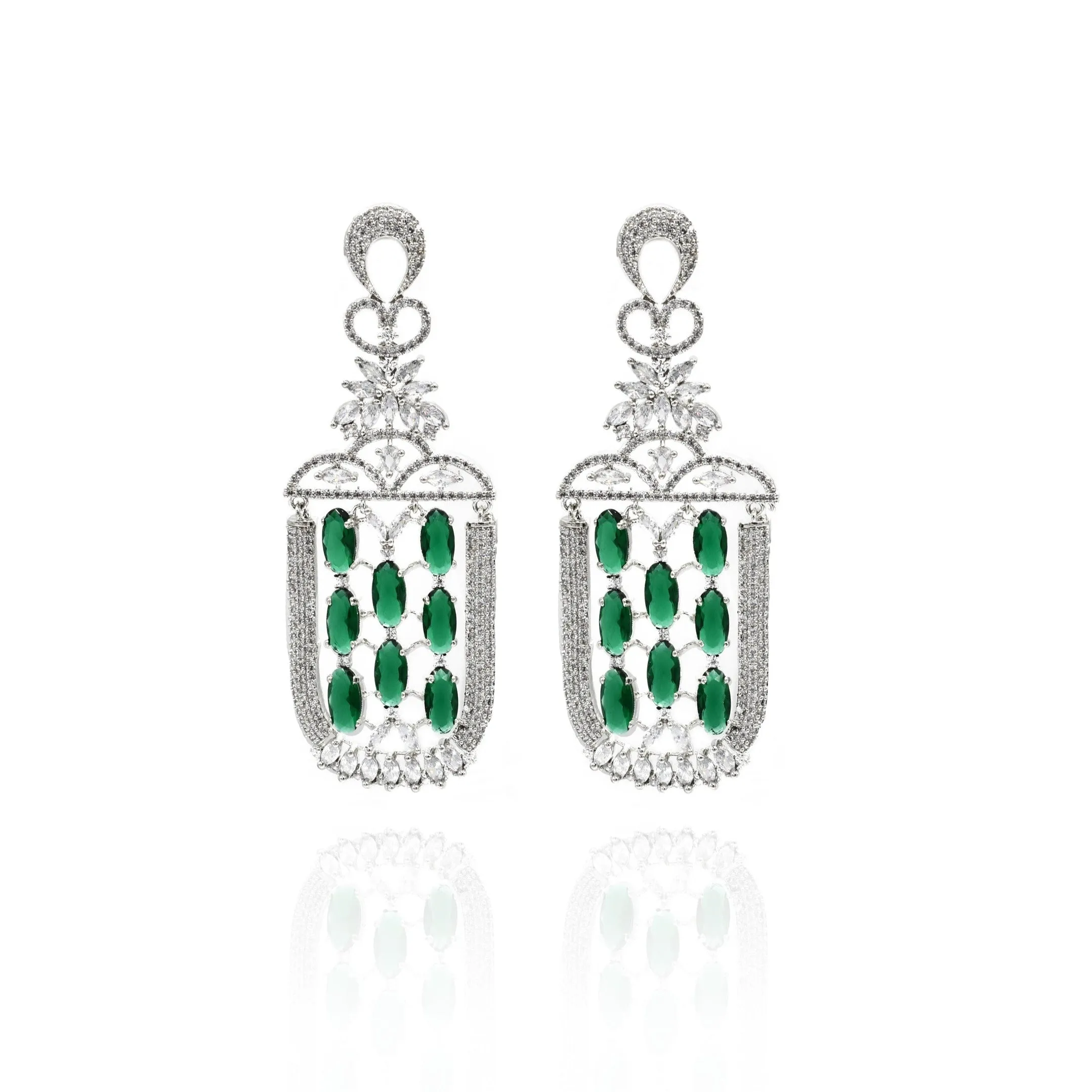 Zoe Zirconia Green Earrings